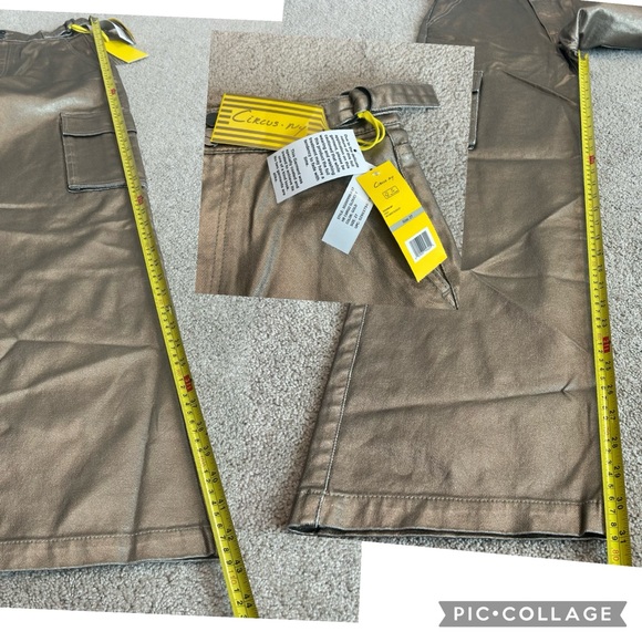 Circus NY metallic gold foil High Rise Slouchy Cargo Denim Jean pants NWT - Picture 11 of 16